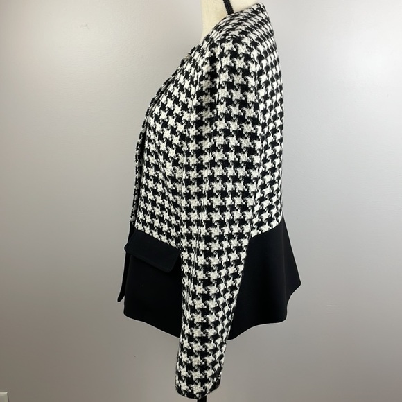 Talbots Houndstooth Jacket Womens Sz 12 Wool Blend Colorblocked Blazer - Picture 7 of 13